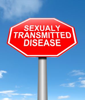 Illustration depicting a sign with a sexually transmitted disease concept.