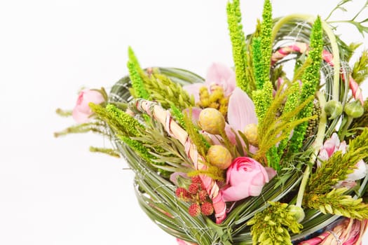 beautiful flowers in the basket