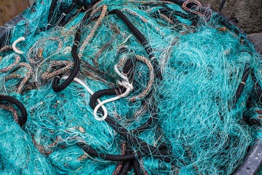 fishing nets for professional mediterranean fishermen in Liguria, Italy