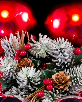 typical decoration of Christmas days in white and red colors