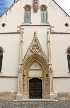 Entrance door to the Church of St. Mark, Zagreb, Croatia