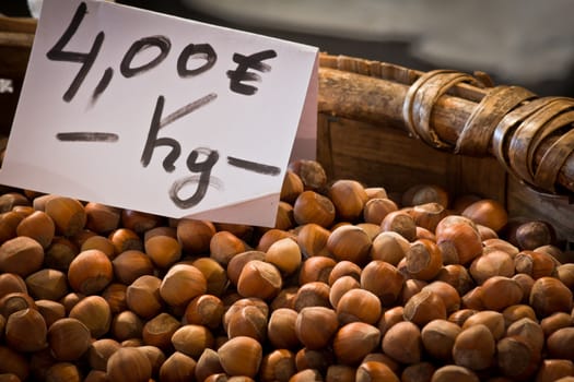 hazelnuts basket with price in euros