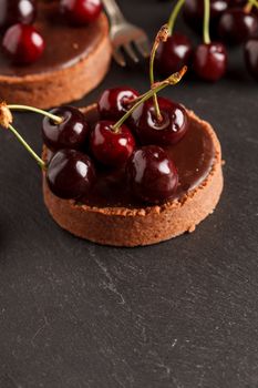 chocolate tart with cherry