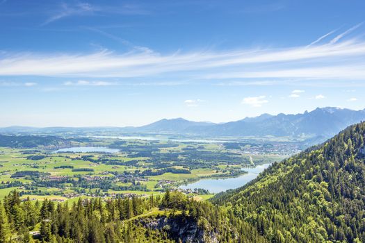 Views of the Allg��u region of Bavaria on villages, mountains, lakes, meadows and forests