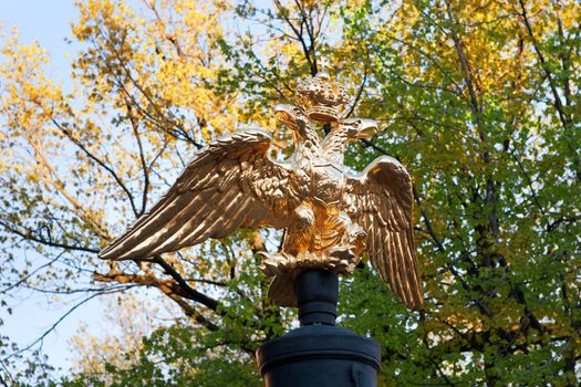 monument of a bicephalous eagle in the park