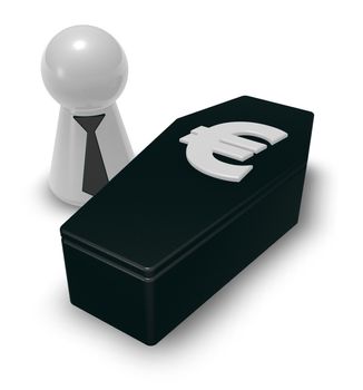 casket with euro symbol on white background - 3d illustration