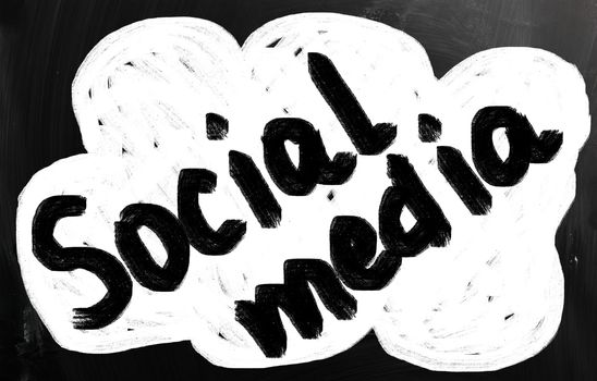 social media concept - text handwritten on a blackboard