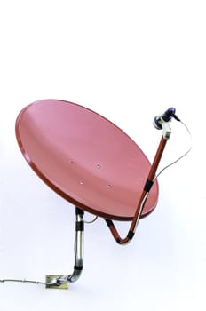 the red satellite dish with white background