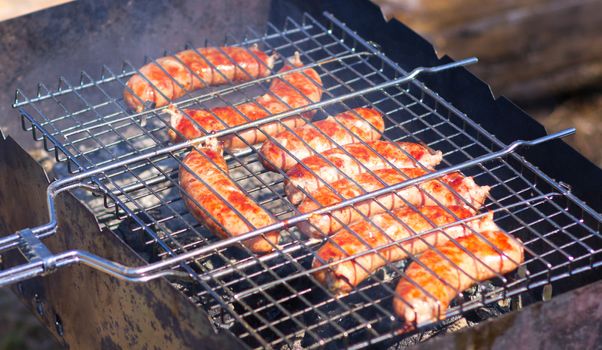 Grilled meat on the grill for barbecue