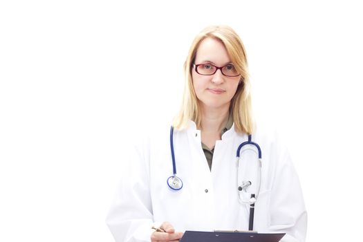 Female medical doctor doing her round