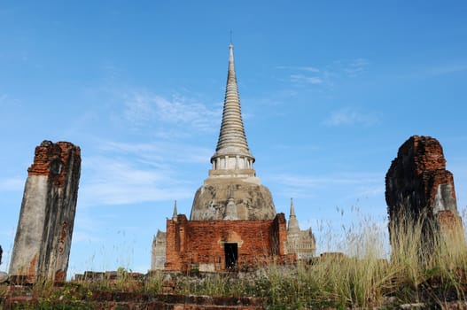 Ancient buddhist wat in Ayutthaya, Thailand