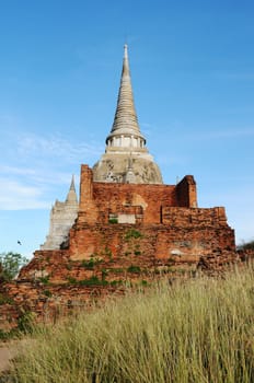 Ancient buddhist wat in Ayutthaya, Thailand