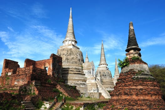 Ancient buddhist wat in Ayutthaya, Thailand