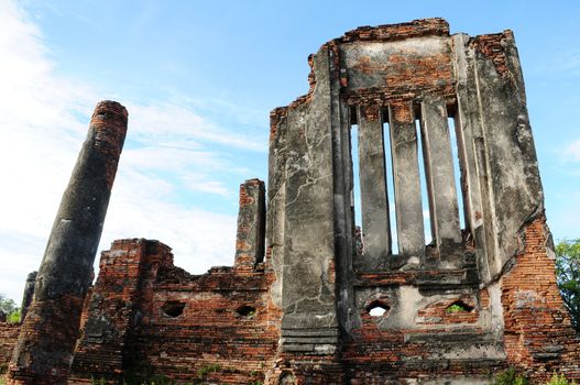 Ancient buddhist wat in Ayutthaya, Thailand