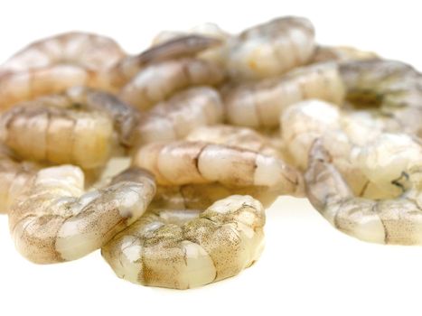 Uncooked Prawns Isolated White Background