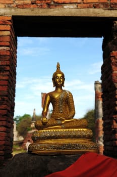 Ancient buddhist wat in Ayutthaya, Thailand