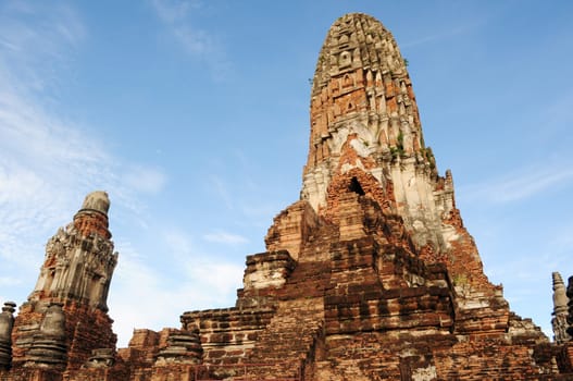 Ancient buddhist wat in Ayutthaya, Thailand