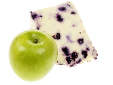 Blueberry White Stilton Cheese with Apple isolated white background