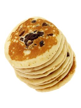 Pile of Raisin Pancakes Isolated White Background