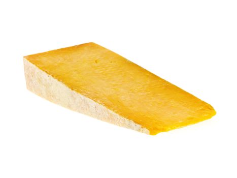 Wedge of Red Leicester Cheese Isolated White Background