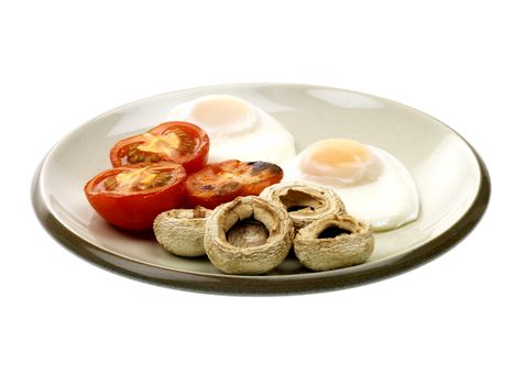 Poached Eggs With Grilled Tomatoes And Mushrooms