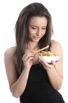 Model Released. Woman Eating Chips