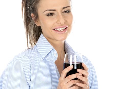 Model Released. Woman Drinking a Glass of Red Wine