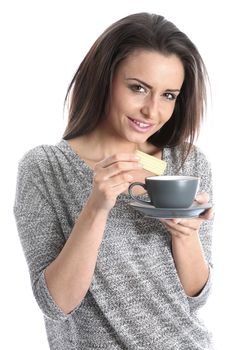 Model Released. Woman Drinking a Cup of Coffee