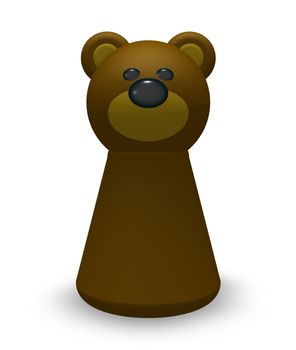 simple bear character on white background - 3d illustration