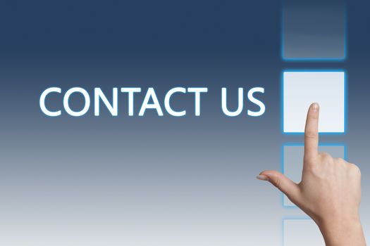 Marketing concept: words Contact us on blue background. 