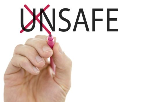 Changing word Unsafe into Safe by crossing off  letters UN.