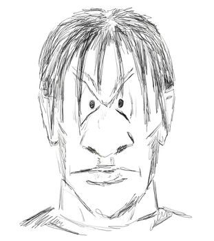 sketch portrait of angry man - 3d illustration