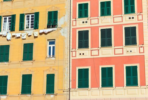 homes exterior in Camogli, famous small townin Liguria, Italy