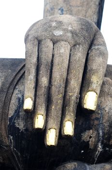 Statue of a Buddha's hand in the Historical Park of Sukhothai, Thailand