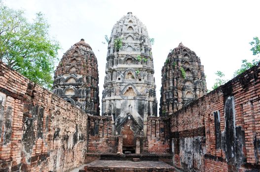 Ancient wat ruins in the Historical Park of Sukhothai, Thailand