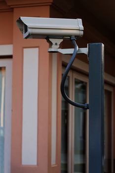 White CCTV camera watching for security 24 hours