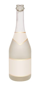 Empty Bottle of Champagne With Clipping Path - Isolated on White Background