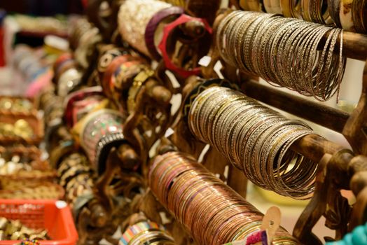 a choice of bracialets  in an arabian market