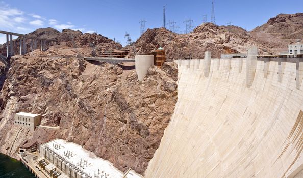 Hoover Dam electrical power pland Nevada panorama.