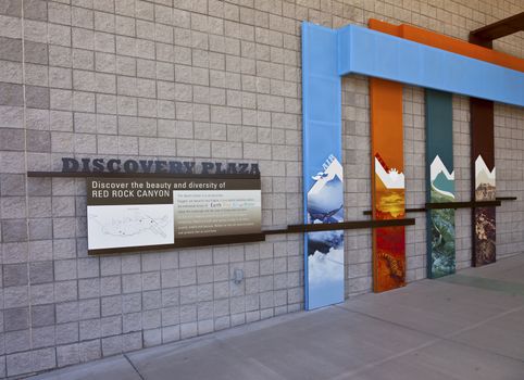 LAS VEGAS - May 31 2013: A view of The voisitor center outdoors displays shown at the Red Rock Canyon Visitor Center on May 31, 2013 in Las Vegas.