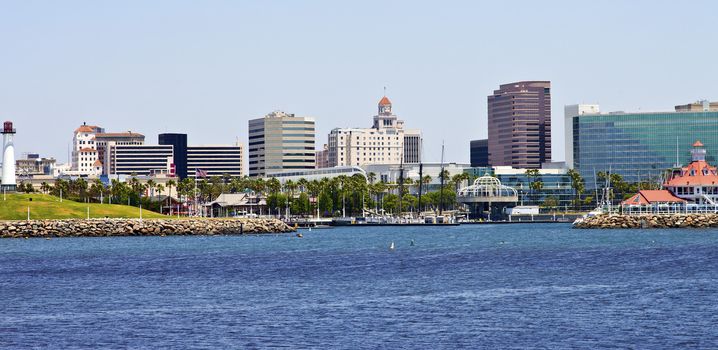 Long Beach skyline and marina California.