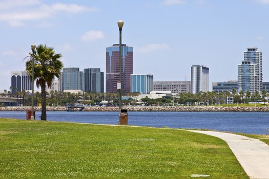 Long Beach California from across the bay. 