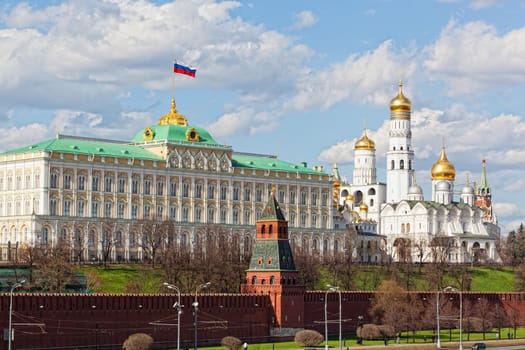 View from the embankment on the Big Kremlin palace in Moscow