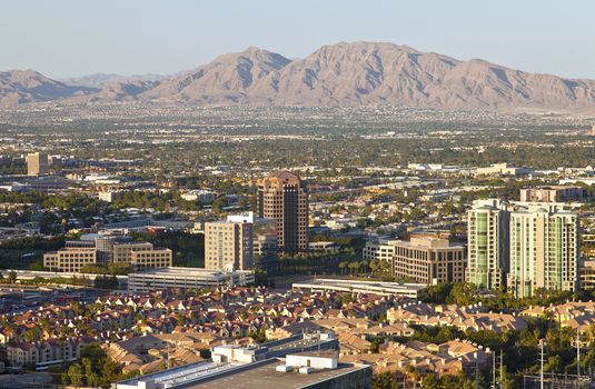 Las Vegas Nevada residences and businesses landscape.