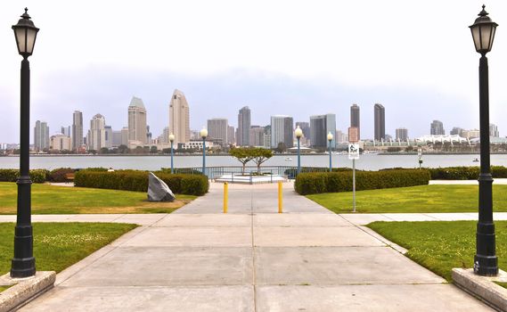 San Diego skyline from Coronado island California.