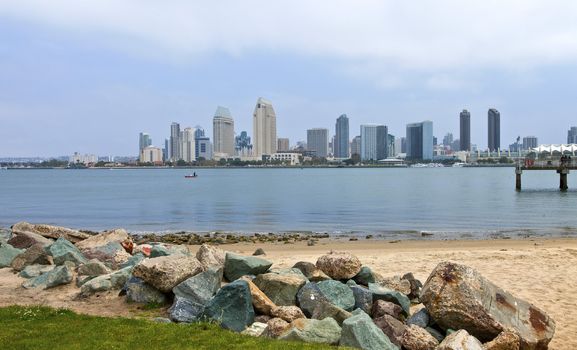 San Diego skyline from Coronado island California.