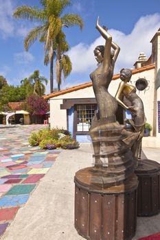 Spanish Village in Balboa Park art and craft exhibits San Diego California.