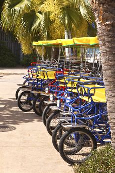 Tricycles for rent Balboa Park San Diego California.