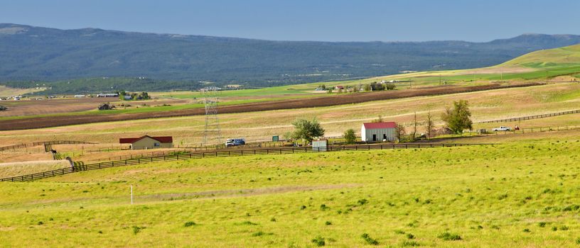 Sunset light in a country farm and valley east Washington state.