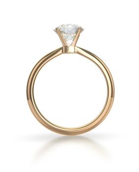 Diamond ring with clipping path - isolated on white background
